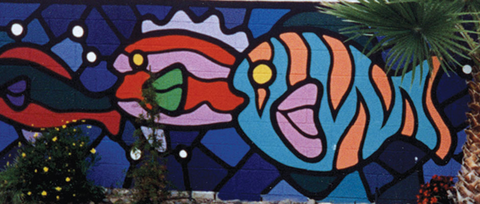 Outside Stained Glass Fish Mural